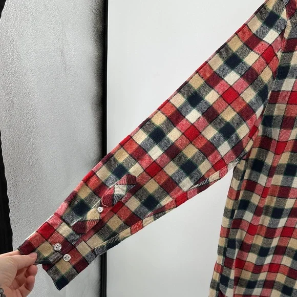 Bogari Grunge Gorpcore Outdoor Multicolor Plaid Casual Flannel Shirt SzL - Picture 8 of 13